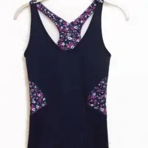 Fit Flower Colorblock Print Racer Tank